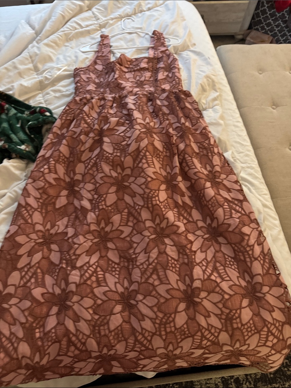 New York and Company Pink Floral Lace Dress - Sleeveless Party Dress